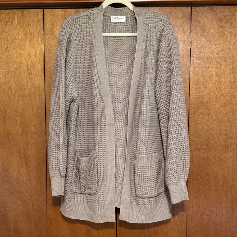 Zenana Outfitters Women's Beige Cardigan